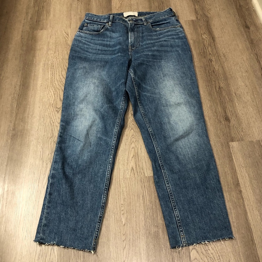 Everlane The Curvy Cheeky Jean Womens 28 Ankle Frayed Hem Straight Medium Wash